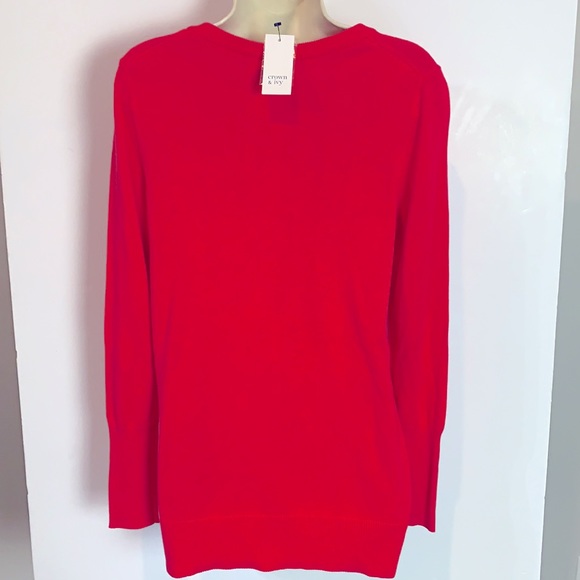 NWT ~ Crown & Ivy ~ V Neck Coral Sweater S - Picture 2 of 7